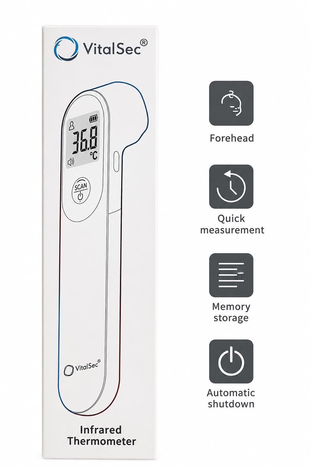 Termómetro infrarrojo temperatura corporal y superficies- Unidad - Imagen 2