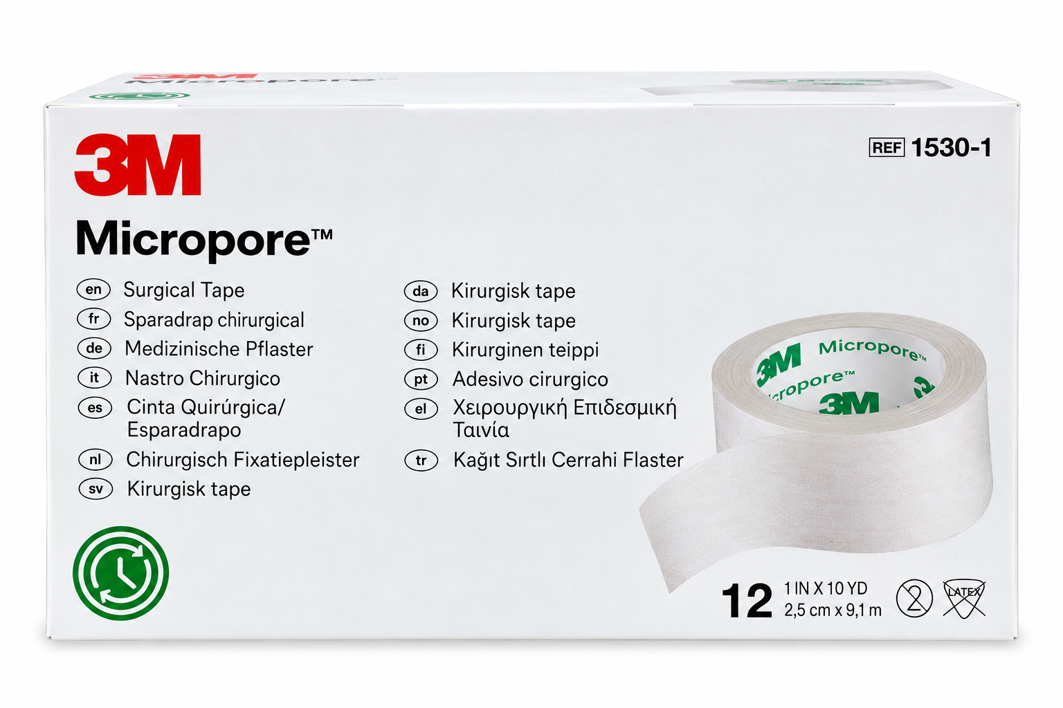 Tela Micropore 3M 2.5 cm x 9.1m blanca 1530-1 – Caja 12 unidad (Sin dispensador) - Imagen 2